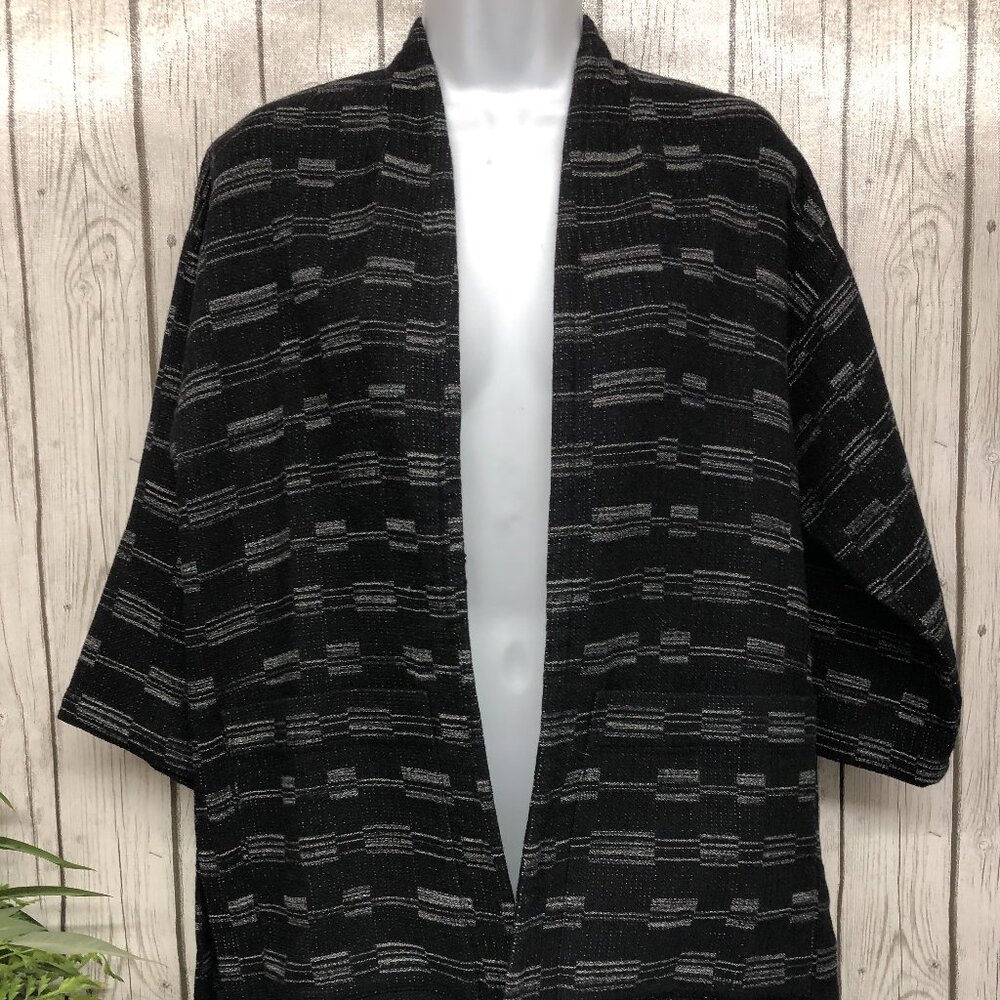 Eileen Fisher Black and Gray Open Front Cardigan Ladies Size xxs*